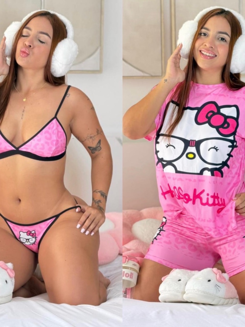Hello Kitty Pink 4 piece Pajama Set fit size S-L